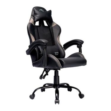 Imagem de Cadeira Gamer TGT Heron TC2 | Espuma Moldada | Almofadas para Lombar e Pescoço | Suporta até 120kg | Ajuste de Inclinação | Braço Fixo | Preto | TGT-HRTC-BL03