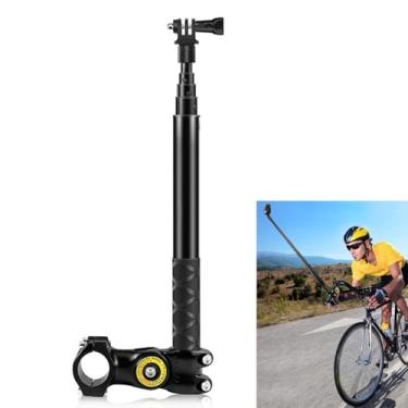 Imagem de LICHIFIT Suporte de braçadeira de guidão de motocicleta com haste de extensão para DJI Osmo Action 5 Pro para Insta360 X4 para câmera de ação GoPro Suporte de cabeça frontal de bicicleta Suporte de