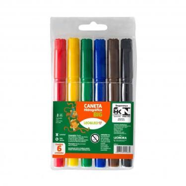 Imagem de Canetinha Hidrográfica Big 6 Cores Coloridas Blister Leo&Leo