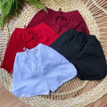 Imagem de Kit 3 Shorts Feminino Malha Canelada - Confecções - Donna Joli