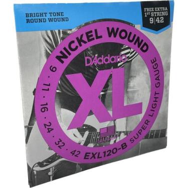 Imagem de Jogo de cordas D'Addario Guitarra 09-42 EXL120-B Super Leve - Daddario