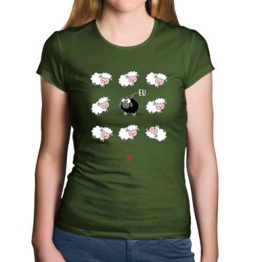 Imagem de Baby Look Algodão Ovelha Negra - Foca na Moda, Musgo, GG