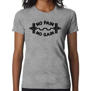 Imagem de Baby Look No Pain No Gain - Foca na Moda, Cinza, P