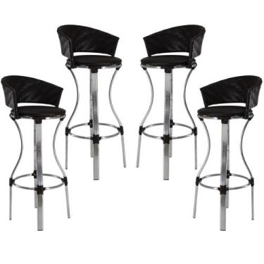 Imagem de Kit 4 Banquetas Conforto Alta Fibra Sintética Tab./Marrom - Panero Móv