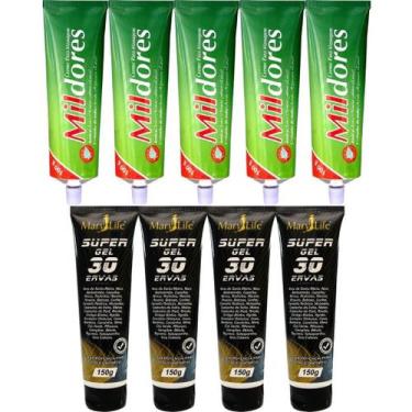 Imagem de Kit 5 Creme Para Massagem Mil Dores 100g + 4 Super Gel 30 Ervas 150g -