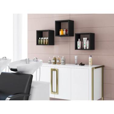 Imagem de Kit 03 Nichos Organizadores Para Parede 30x30 - AJL, Preto Fosco