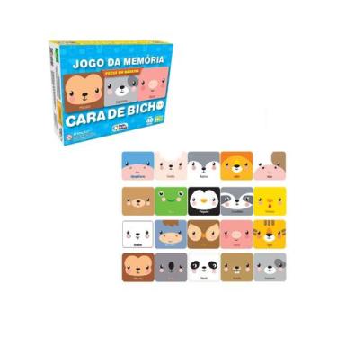 Imagem de Jogo Da Memória Infantil Cara De Bicho 40 Peças MDF - Pais e Filhos