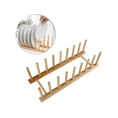 Imagem de Escorredor Secador de Pratos de Bambu para 8 Pratos - TOP RIO
