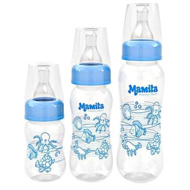 Imagem de KIT MAMADEIRA MAMITA (80ml, 150ml, 240ml) - Bebê Conjunto Presente, Az