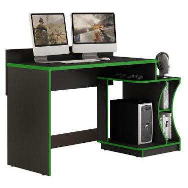 Imagem de Mesa para Computador Gamer - Valdemóveis, Preto/Verde