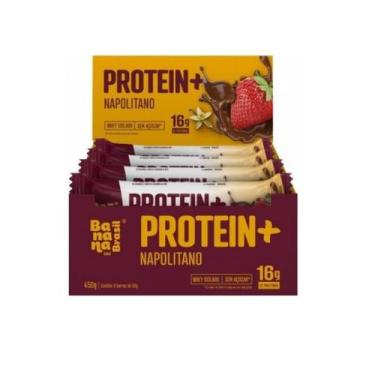 Imagem de Barra 16g Protein+ Zero Açúcar Banana Brasil Napolitano contendo 9 uni