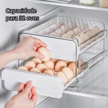 Imagem de Gaveteiro Duplo em Plástico Tipo Porta 32 Ovos  para Cozinha Geladeira