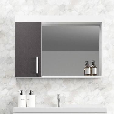 Imagem de Armário de Banheiro 80cm 01 Porta Ref 581 Cewal - Branco/Grafite