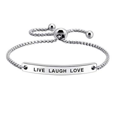 Imagem de Pulseiras expansíveis Live Laugh Love para mulheres, joias femininas inspiradoras, presentes para ela