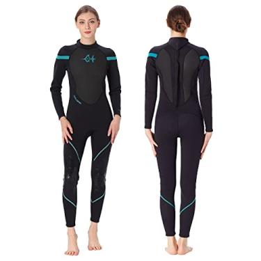 Imagem de GoldFin Roupa de mergulho feminina de 3 mm, roupa de mergulho de neoprene com zíper nas costas para esportes aquáticos, caiaque, surfe, mergulho com snorkel e natação grande
