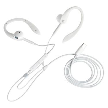 Imagem de EARBUDi Fones de ouvido com fio USB-C com laços de ouvido personalizados dobráveis – ajuste confortável, som, compatível com telefones USB-C mais recentes