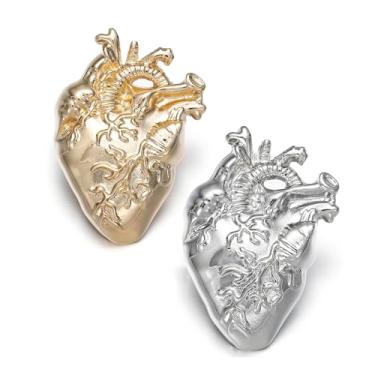 Imagem de MEDFOLY Conjunto de 2 broches de alfinetes de lapela de coração, presente de joias médicas para cardiologia biologia médica enfermeira, crachás de chapéu de mochila de medicina, Small, Metal, Sem