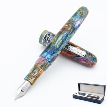 Imagem de Conklin Caneta-tinteiro 1898, verde misto, ponta de ponta | Caneta exclusiva de mistura de resina com design de luxo | Ponta de aço inoxidável JoWo feita na Alemanha | Presente ideal para amantes de