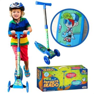 Imagem de Patinete Irado Infantil Presente para Crianças Presente 5 Anos Patinete com LED Portátil Estampa Unicórnio Menino Menina (Azul)