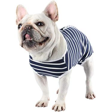 Imagem de Etdane Fraldas para cães calcinhas sanitárias camisas de período fisiológico roupas de recuperação cirúrgica para cães machos e fêmeas, azul/pequeno