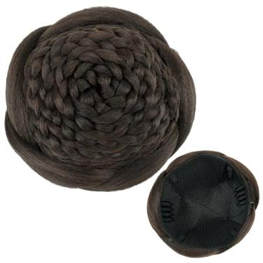 Imagem de IMISSU Cobertura de cabelo trançado chignon dançarina rosquinhas scrunchies mulheres coques de cabelo peruca updo (M2 Chocolate marrom)