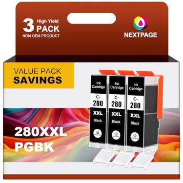 Imagem de Pacote com 3 cartuchos de tinta preta 280xxl para impressoras Canon PGI-280XXL PGI280XXL Preto PGI-280 PGI-280XXL PGBK para Canon Pixma TS6120 TS8120 TS9120 TR7520 TR8520
