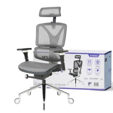 Imagem de Nouhaus Cadeira de escritório ergonômica suporte lombar encosto de liga de alumínio, cadeira de mesa de computador de malha grande e alta com encosto de cabeça ajustável, apoio de braço 4D e rodas