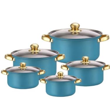 Imagem de HJZSZX 5Pcs Aço Inoxidável Multifuncional Panelas Coloridas de Ferro Fundido para Cozinha Hotel Indução Gás Elétrico Cassete Fogão,1,5 pc