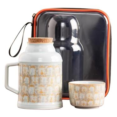 Imagem de Xícara De Chá De Cerâmica, Bule De Chá Grosso E Versátil E Copo De Caneca Com Rolha De Garrafa De Cortiça, Conjunto De Bule De Chá Pequeno Para Escritório Doméstico(White3)