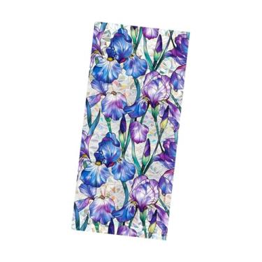 Imagem de Milageto Adesivo de janela de flor adesivo estático adesivo de vidro de sala decalque filme de privacidade para ano novo quarto inauguração café fazenda, Azul Roxo