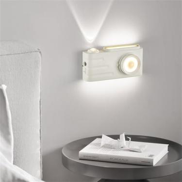 Imagem de Luminária de parede LED recarregável operada por bateria, faixa longa, arandela com sensor de movimento, luz de parede interna com interruptor, acrílico, alumínio, quarto, sala de estar, esc