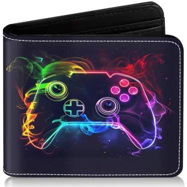 Imagem de EXXBYELI - Carteira Infantil Gamer para Meninos de 8 a 15 Anos, com Bloqueio RFID, Verde e Amarela