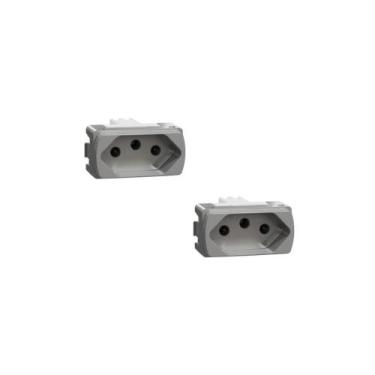 Imagem de Kit 2 Modulos Tomada 20A Cor Alumínio Miluz S3B70352 Schneider
