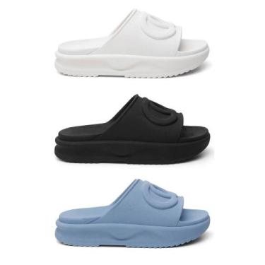 Imagem de Kit 3 Pares Chinelo Feminino Slide Plataforma Confortavel Nuvem - Revl