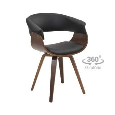 Imagem de Cadeira De Jantar Betina Pu Preto Base Giratoria Rivatti