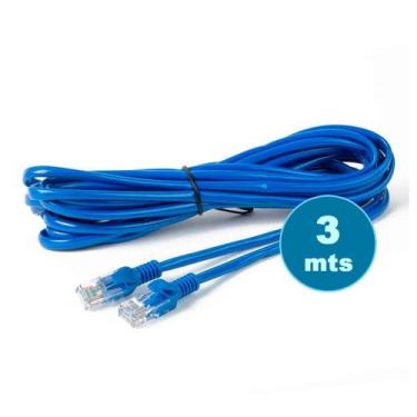 Imagem de Cabo Fio Internet Rede 3 Metros C/conector Nas Pontas Rj45 - NEWDAY