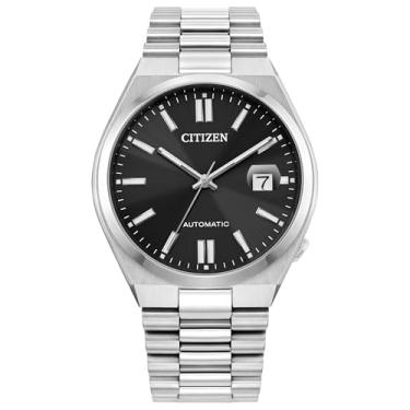 Imagem de Citizen Relógio masculino de luxo esportivo automático Tsuyosa, aço inoxidável prateado, mostrador preto, 3 ponteiros com data, reserva de energia de 42 horas (modelo: NJ0150-56E), Prata, 5 1/2