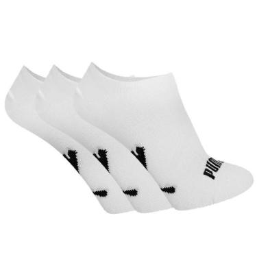 Imagem de Kit 3 Pares de Meia Puma Sapatilha Esportiva, Branco, 44-46