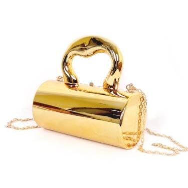 Imagem de ChungLong0593 Bolsa de mão de acrílico moderna, bolsa de acrílico Y2K; bolsa clutch preta/prata/dourada para mulheres, Dourado, Medium