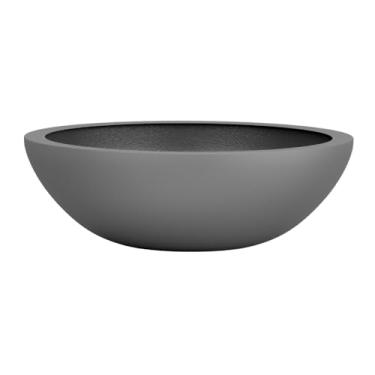 Imagem de Vaso Bacia Suculenta Para Planta Flor Fibra Vidro 25cm Cores (CINZA FOSCO)