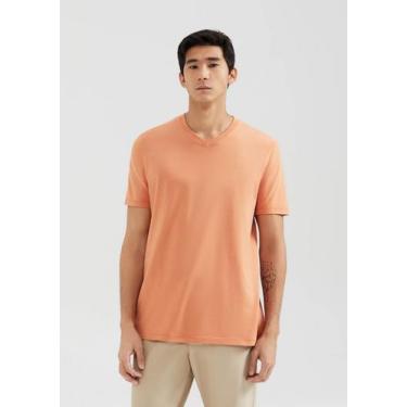 Imagem de Camiseta Hering Básica Masculina Manga Curta Gola V World Laranja, P, 