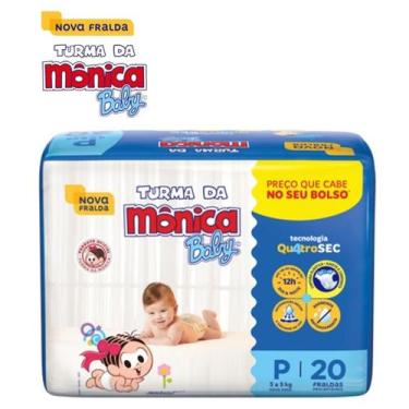 Imagem de Fralda Turma da Mônica Baby Tamanho P com 20 Fraldas