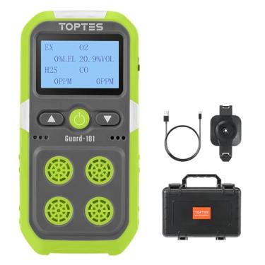 Imagem de TOPTES Toptes Guard-101 4 Monitor De Gás Multi Detector Para H2S, Co, Lel E O2, Com Alarmes De Vibração, Visuais E Audíveis, Bateria De Longa Duração De 14H, Segurança À Prova De Explosão, Para Trab