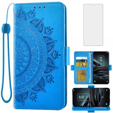 Imagem de Asuwish Capa de telefone para TCL 20XE 5087Z capa carteira protetora de tela de vidro temperado porta-cartão de crédito flip bolsa alça de pulso suporte fólio slot acessórios para celular TLC 20 XE
