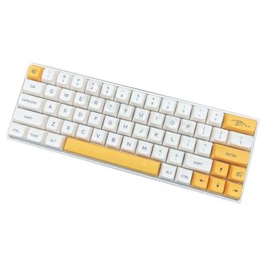 Imagem de KOVNISE Pudding Keycaps, XDA Keycaps, conjunto de 140 teclas, teclas de teclado personalizadas, teclas de teclado fofas, conjunto de teclas PBT de sublimação de tinta branca e amarela para teclado