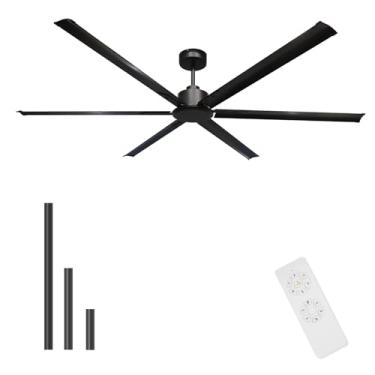 Imagem de GESUM Ventiladores De Teto De 84 Polegadas Sem Luz, Ventilador De Teto Industrial Com Controle Remoto, 6 Lâminas De Alumínio, Reversível, 6 Velocidades, Ventilador De Teto Grande Sem Luz Para Varand