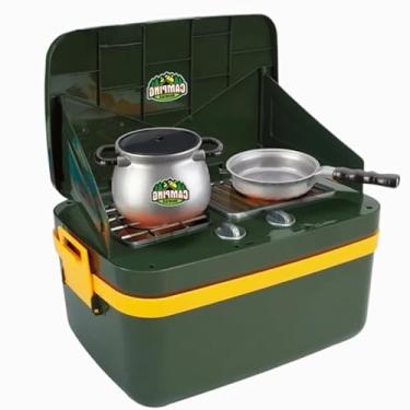 Imagem de Brinquedo Kit de Acampamento Infantil com Fogão de Brinquedo, Maleta Portátil, Panela e Acessórios.