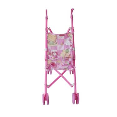 Imagem de Carrinho De Boneca Infantil De Passeio Plástico Rosa 50cm (B)