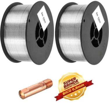 Imagem de Kit Mig - 2 Arames Solda Mig S/ Gás 0,8mm Galzer + 1 Bico de Contato 0