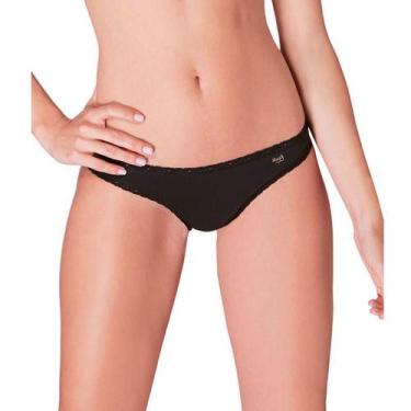 Imagem de Calcinha Microfibra Tanga Sloggi 24577 Com Renda, P, Preto